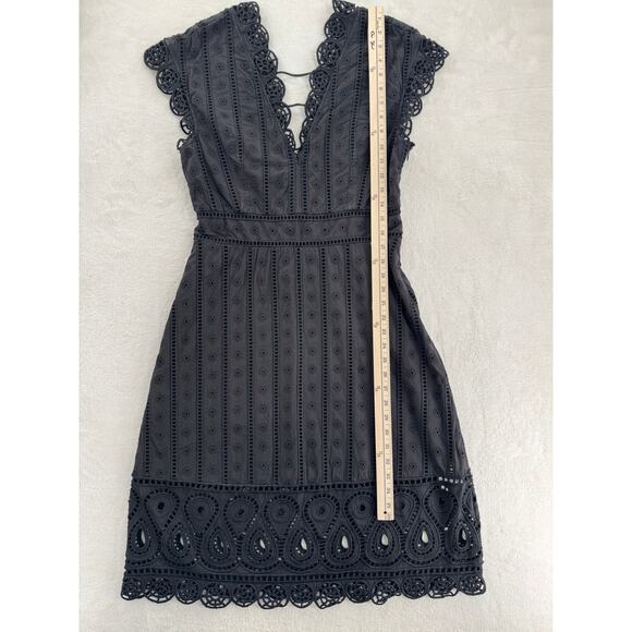 Opening Ceremony Black Lace Eyelet Sleeveless V-neck Dress Knee Length Sheath 8 - Picture 8 of 13